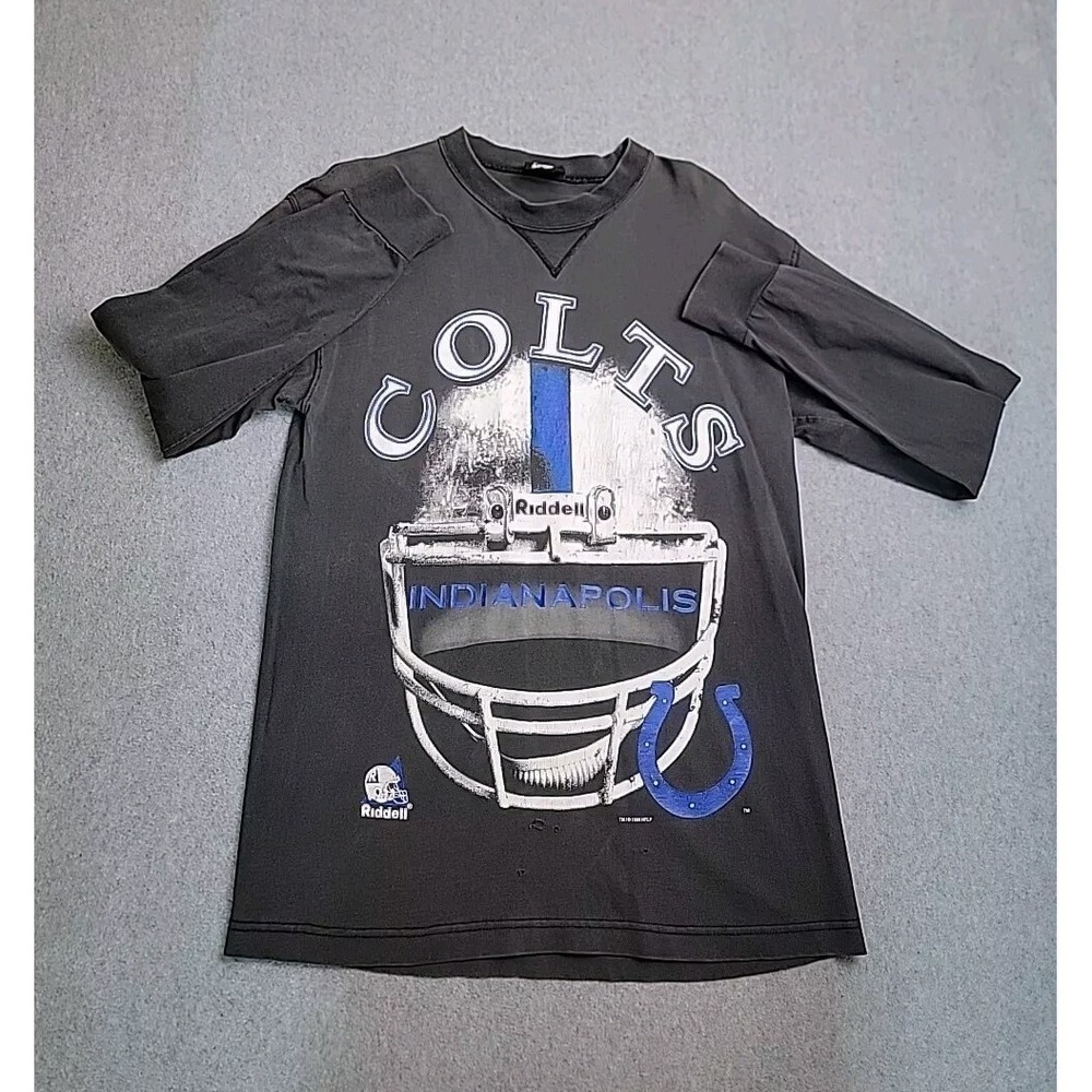 Signal Sport Indianapolis Colts T-Shirt Mens L Black 1996 Vintage Riddell NFL LS